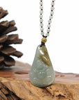 Baikalla Jewelry Gold Jadeite Jade Pendant Necklace Natural Burmese Jadeite Jade Happy Buddha