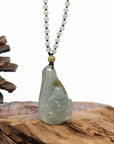 Baikalla Jewelry Gold Jadeite Jade Pendant Necklace Natural Burmese Jadeite Jade Happy Buddha