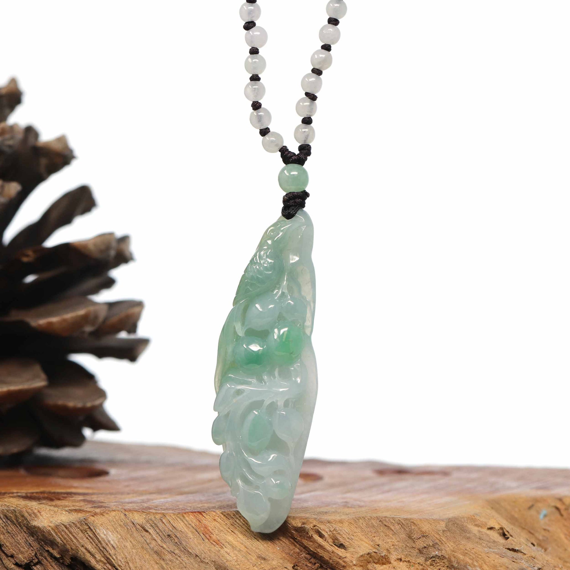 Baikalla Jewelry Jade Carving Necklace Baikalla "Roaring Dragon" Natural Jadeite Jade Green Pendant Necklace For Men