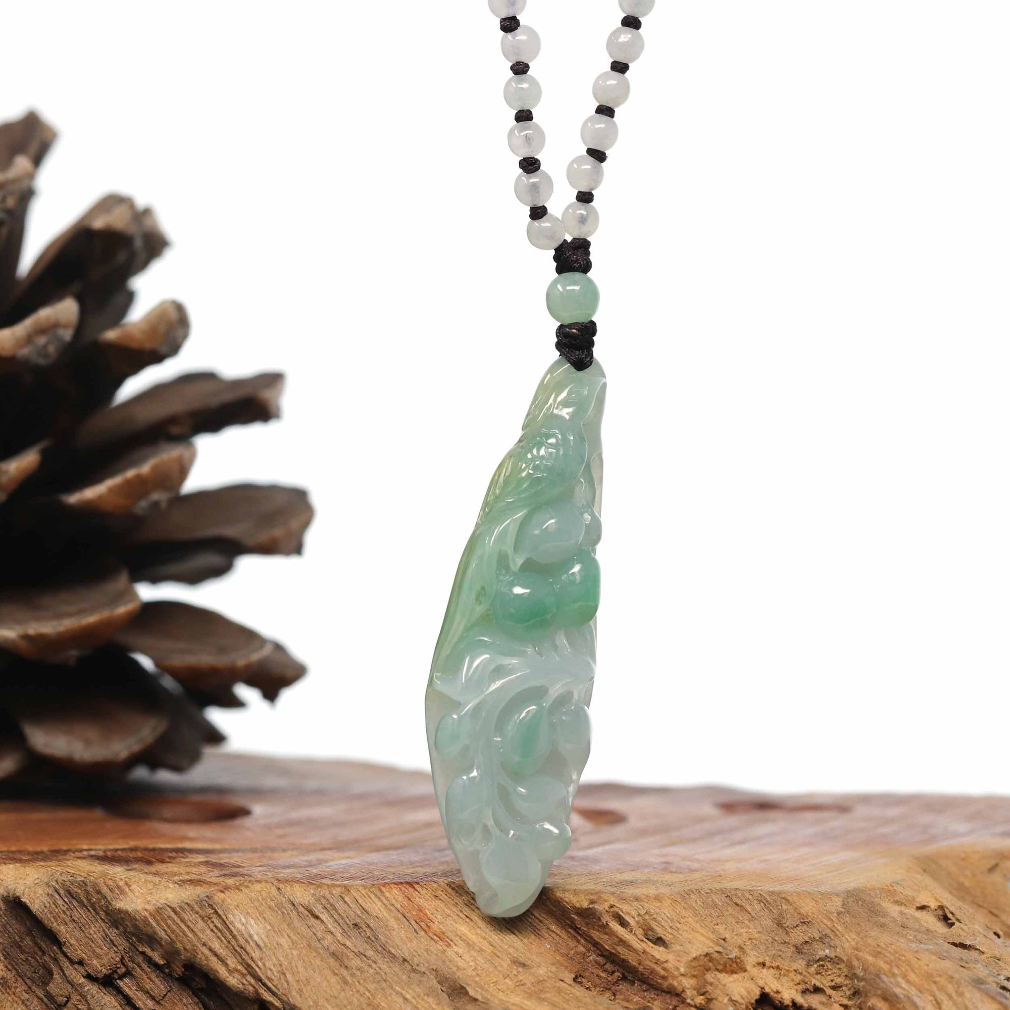 Baikalla Jewelry Jade Carving Necklace Baikalla "Roaring Dragon" Natural Jadeite Jade Green Pendant Necklace For Men