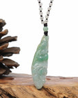 Baikalla Jewelry Jade Carving Necklace Baikalla "Roaring Dragon" Natural Jadeite Jade Green Pendant Necklace For Men