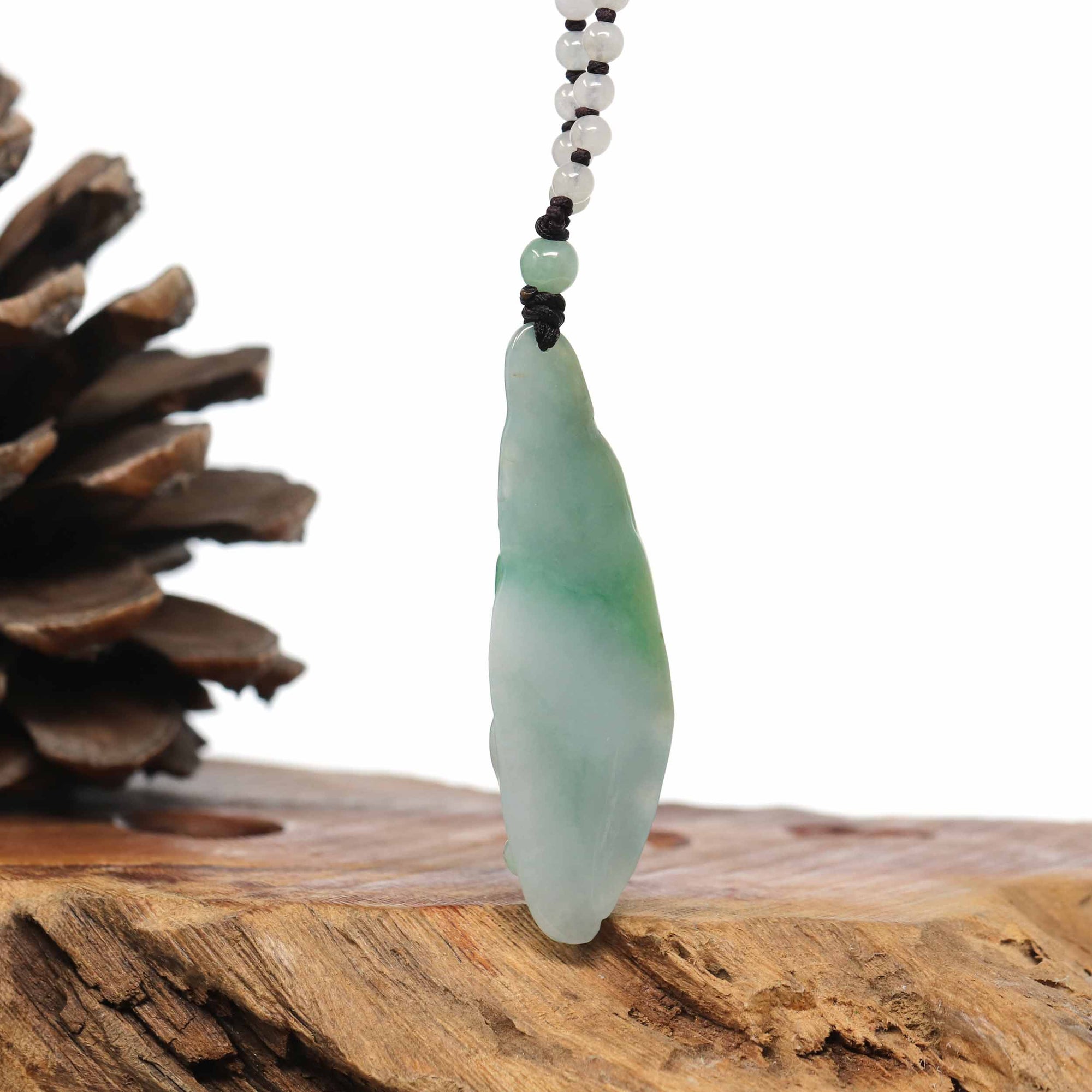 Baikalla Jewelry Jade Carving Necklace Baikalla "Roaring Dragon" Natural Jadeite Jade Green Pendant Necklace For Men