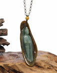 Baikalla Jewelry Jade Guanyin Pendant Necklace Baikalla "Goddess of Compassion" Genuine Burmese Jadeite Jade Guanyin Necklace