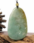 Baikalla Jewelry Jade Carving Necklace Baikalla "Roaring Dragon" Natural Jadeite Jade Blue Green Pendant Necklace For Men, Collectibles