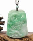 Baikalla Jewelry Jade Carving Necklace Baikalla "Roaring Dragon" Natural Jadeite Jade Green Pendant Necklace For Men, Collectibles