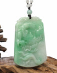 Baikalla Jewelry Jade Carving Necklace Baikalla "Roaring Dragon" Natural Jadeite Jade Green Pendant Necklace For Men, Collectibles