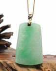 Baikalla Jewelry Jade Guanyin Pendant Necklace Pendant Only Baikalla Genuine Green Jadeite Jade Dragon Necklace With 14K Yellow Gold Bail