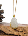 Baikalla Jewelry 18k Gold Jadeite Necklace Baikalla 18K Yellow Gold Genuine Burmese Green Jadeite Jade Money Sainte Pendant