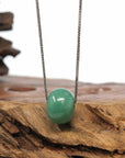 Baikalla Jewelry Jade Pendant Necklace Baikalla™ "Good Luck Button" Necklace Real Vibrant Green Jade Lucky KouKou Pendant Necklace