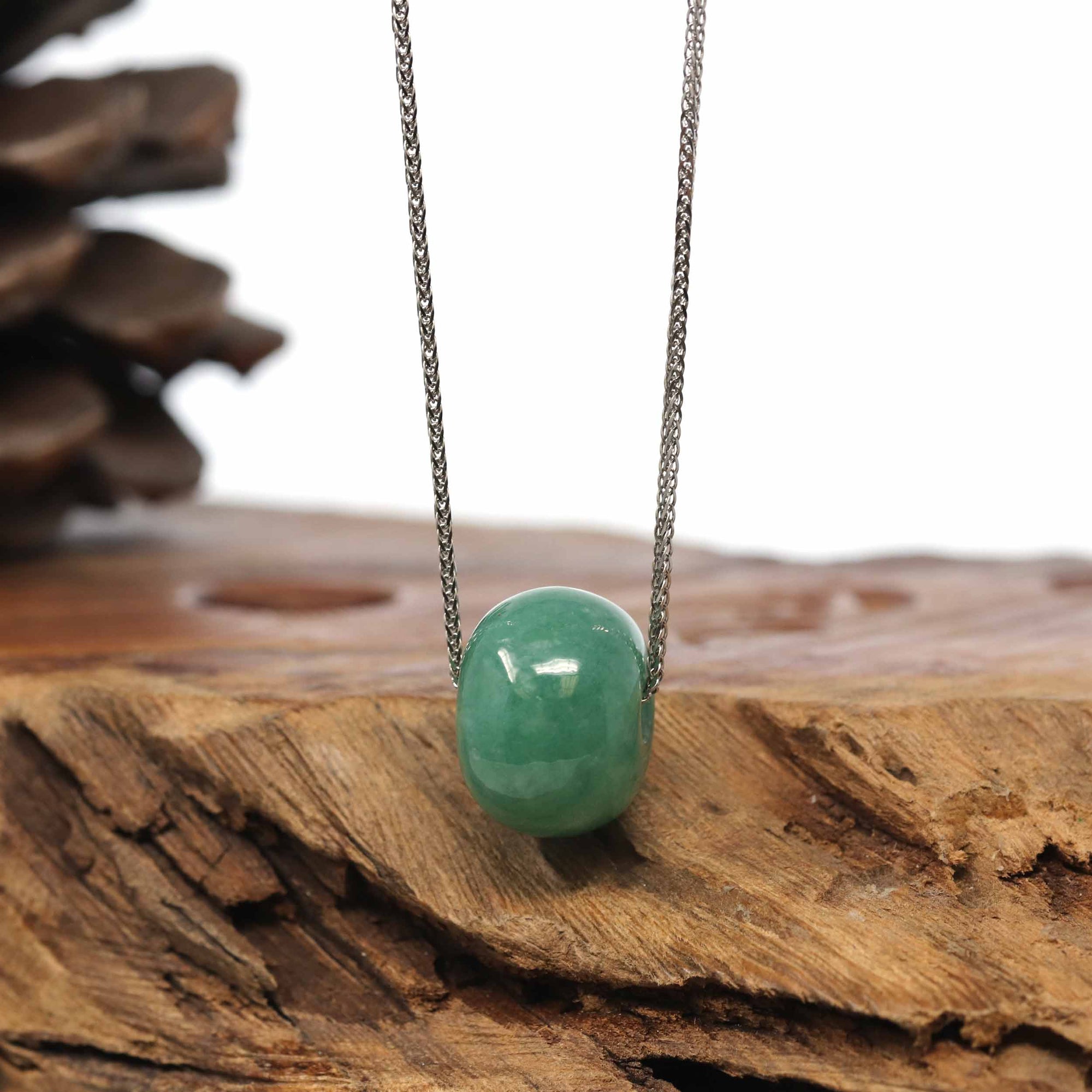 Baikalla Jewelry Jade Pendant Necklace Baikalla™ "Good Luck Button" Necklace Real Vibrant Green Jade Lucky KouKou Pendant Necklace