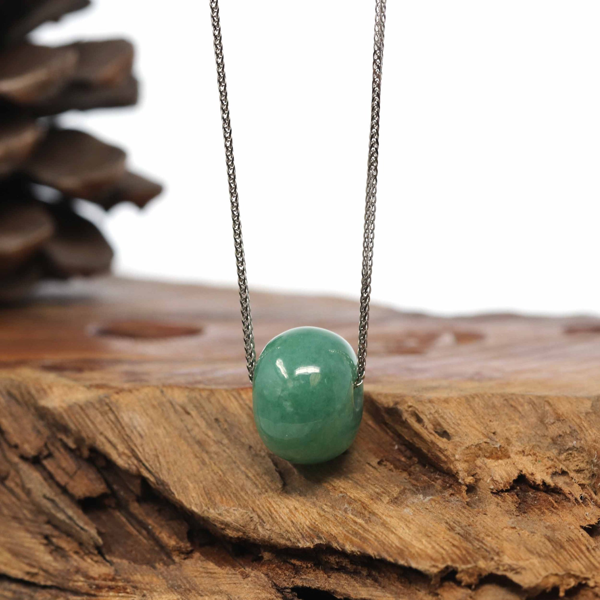 Baikalla Jewelry Jade Pendant Necklace Baikalla™ "Good Luck Button" Necklace Real Vibrant Green Jade Lucky KouKou Pendant Necklace