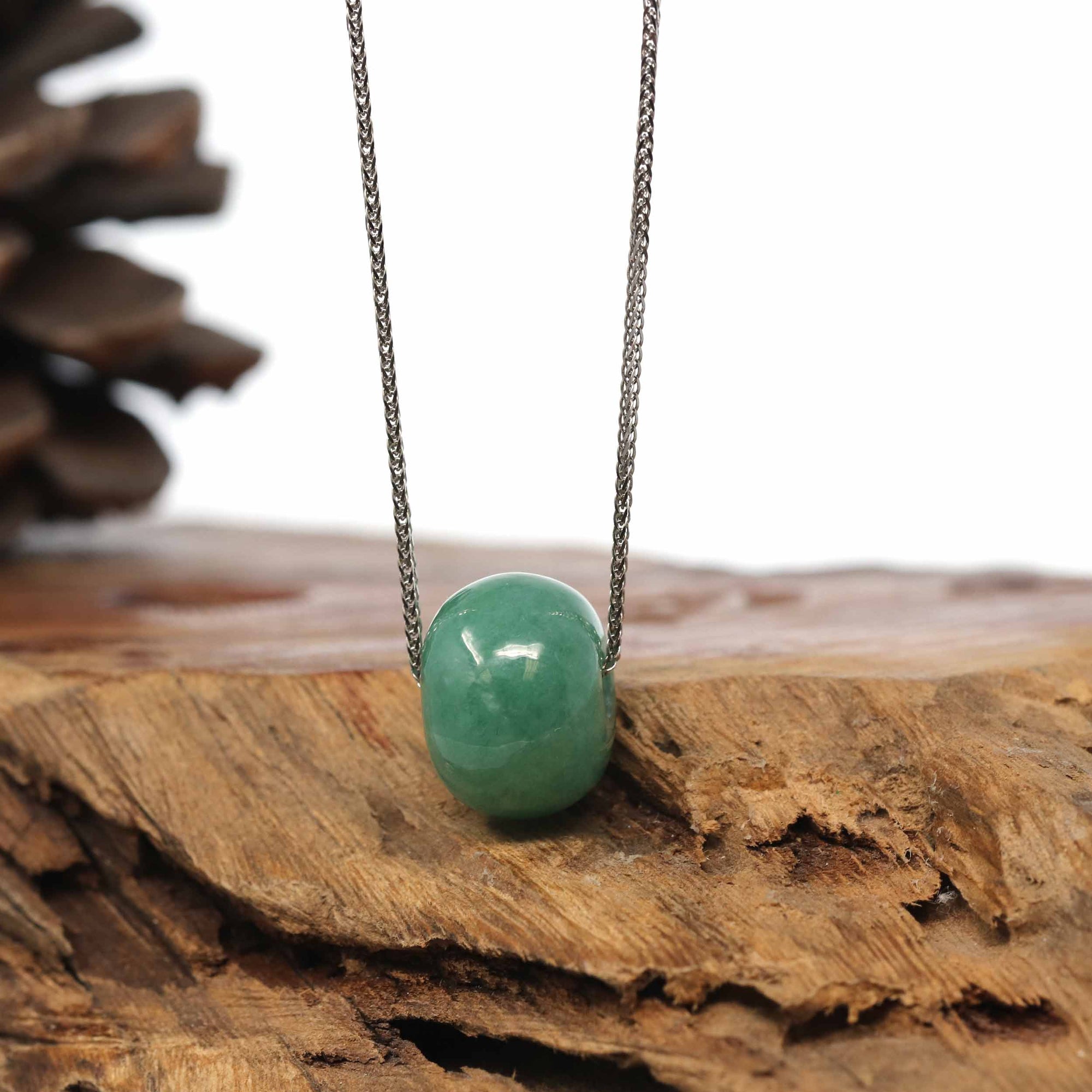 Baikalla Jewelry Jade Pendant Necklace Baikalla™ "Good Luck Button" Necklace Real Vibrant Green Jade Lucky KouKou Pendant Necklace