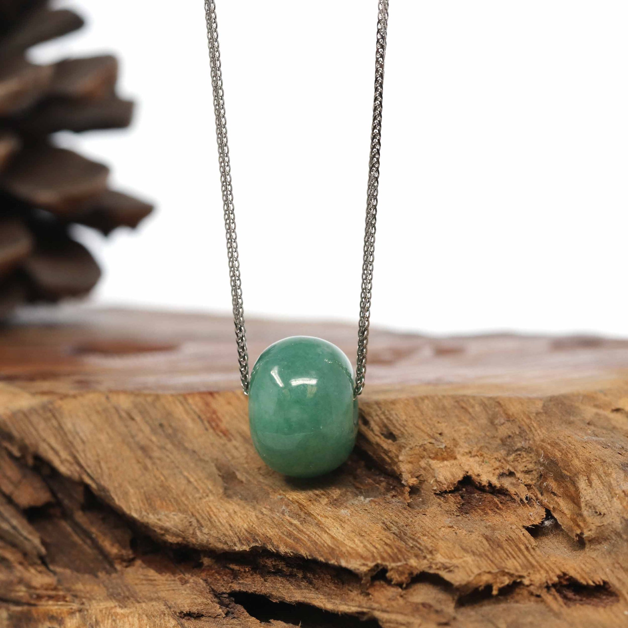 Baikalla Jewelry Jade Pendant Necklace Baikalla™ "Good Luck Button" Necklace Real Vibrant Green Jade Lucky KouKou Pendant Necklace