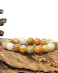 Baikalla Jewelry jade beads bracelet Genuine Jadeite Jade Round Yellow Beads Bracelet (9.5mm)