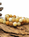 Baikalla Jewelry jade beads bracelet Genuine Jadeite Jade Round Yellow Beads Bracelet (9.5mm)