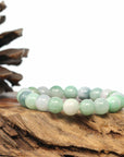 Baikalla Jewelry jade beads bracelet Genuine Jadeite Jade Round Green Beads Bracelet (9.5mm)