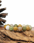 Baikalla Jewelry jade beads bracelet 6.5 inches Genuine Jadeite Jade Round Multi Color Beads Bracelet (9.5mm)