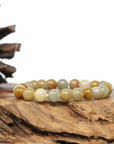 Baikalla Jewelry jade beads bracelet Genuine Jadeite Jade Round Yellow Color Beads Bracelet (8 mm)