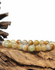 Baikalla Jewelry jade beads bracelet Genuine Jadeite Jade Round Yellow Color Beads Bracelet (8 mm)