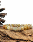 Baikalla Jewelry jade beads bracelet Genuine Jadeite Jade Round Yellow Color Beads Bracelet (8 mm)