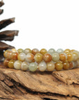 Baikalla Jewelry jade beads bracelet Genuine Jadeite Jade Round Yellow Color Beads Bracelet (8 mm)