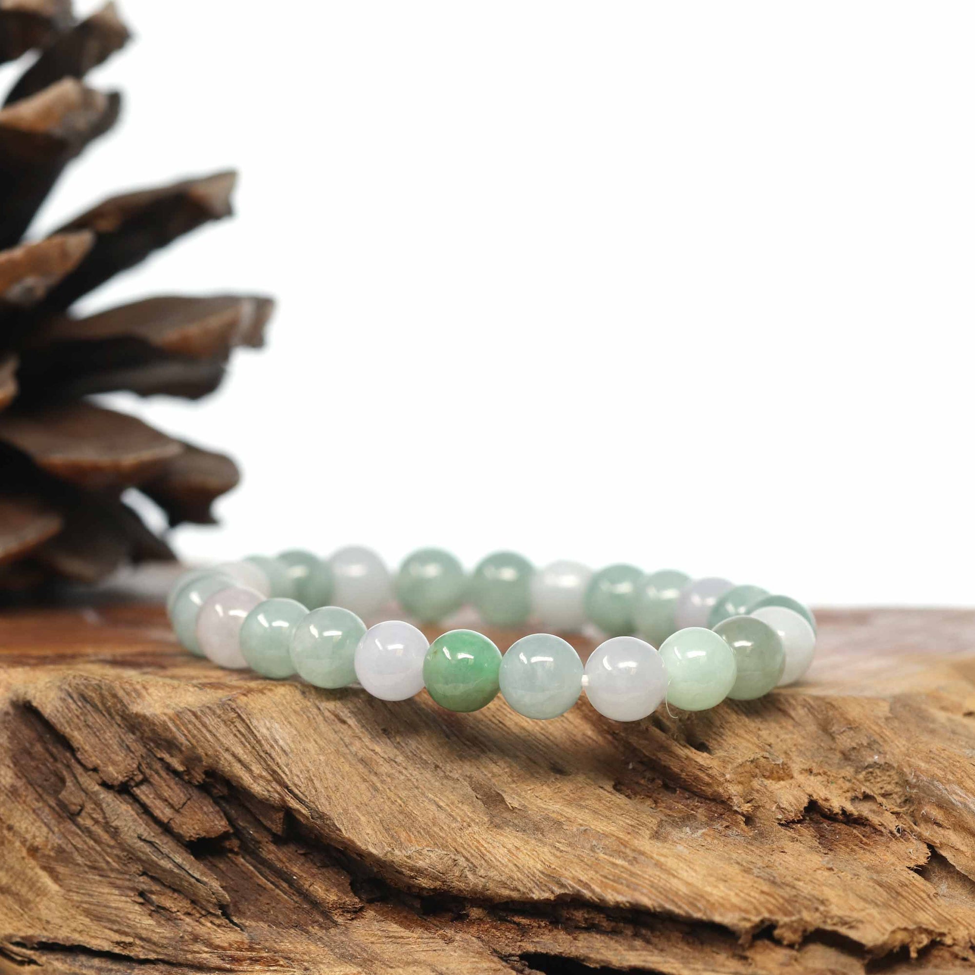 Baikalla Jewelry jade beads bracelet Genuine Jadeite Jade Round Multiple Colors Beads Bracelet (7.5mm)