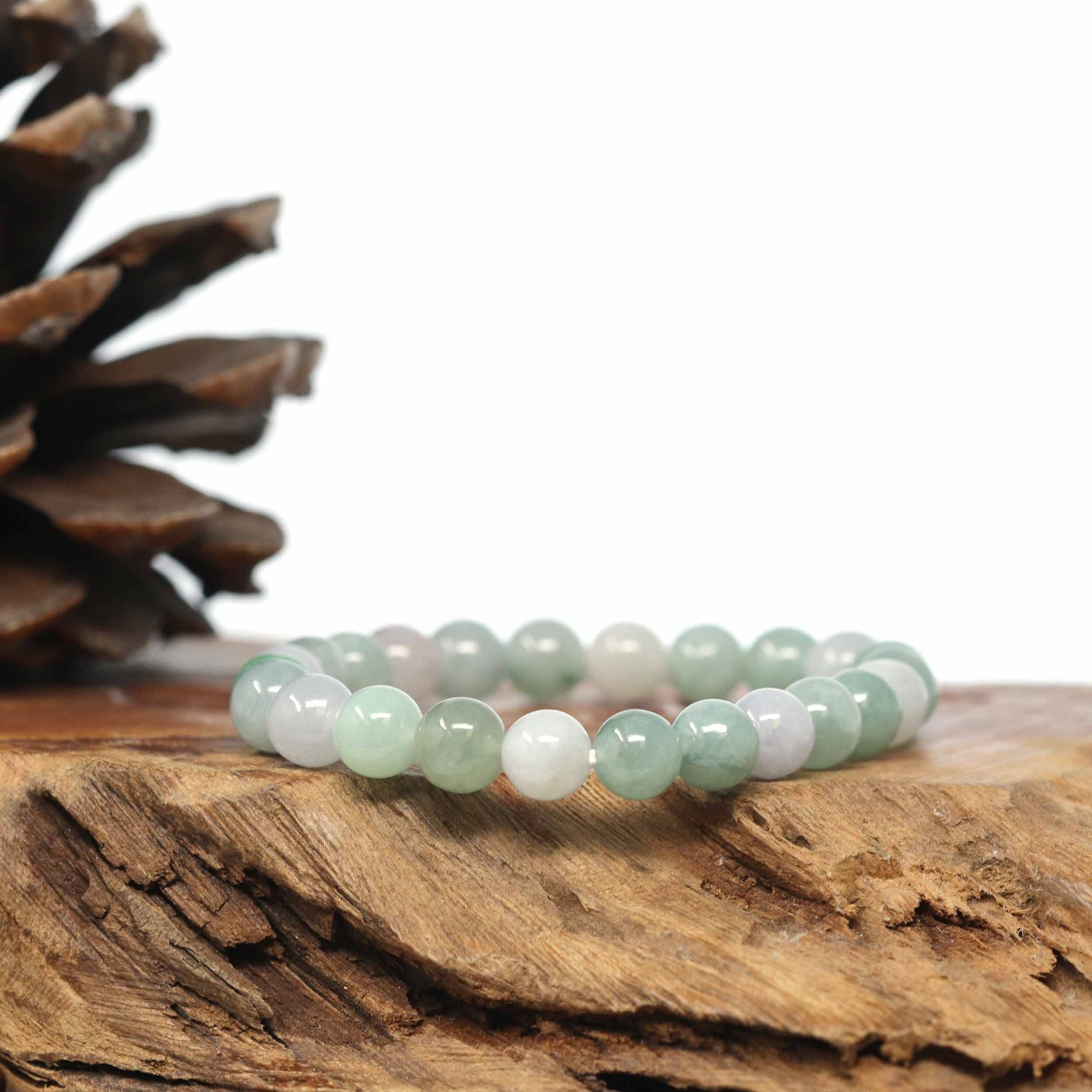 Baikalla Jewelry jade beads bracelet Genuine Jadeite Jade Round Multiple Colors Beads Bracelet (7.5mm)