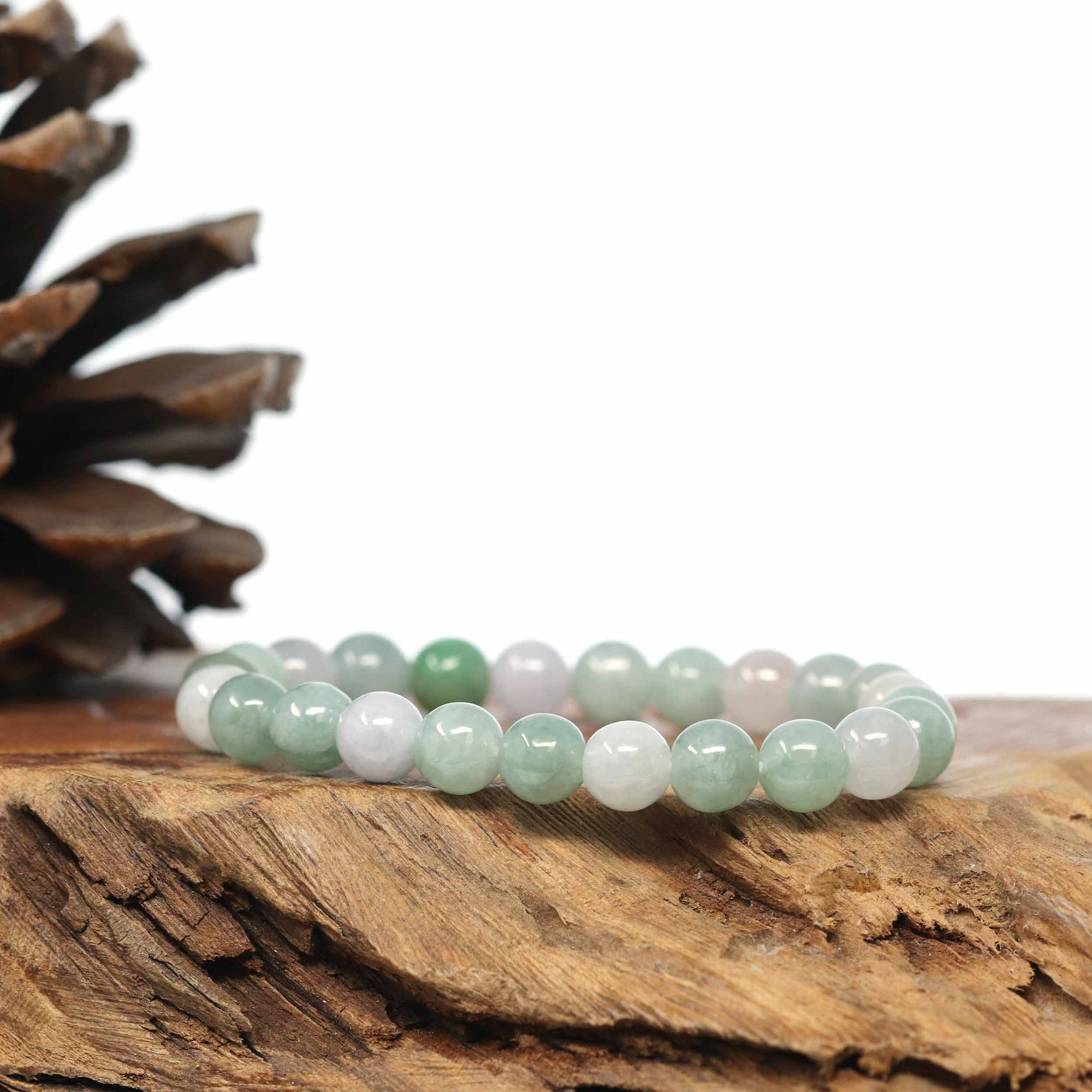 Baikalla Jewelry jade beads bracelet Genuine Jadeite Jade Round Multiple Colors Beads Bracelet (7.5mm)