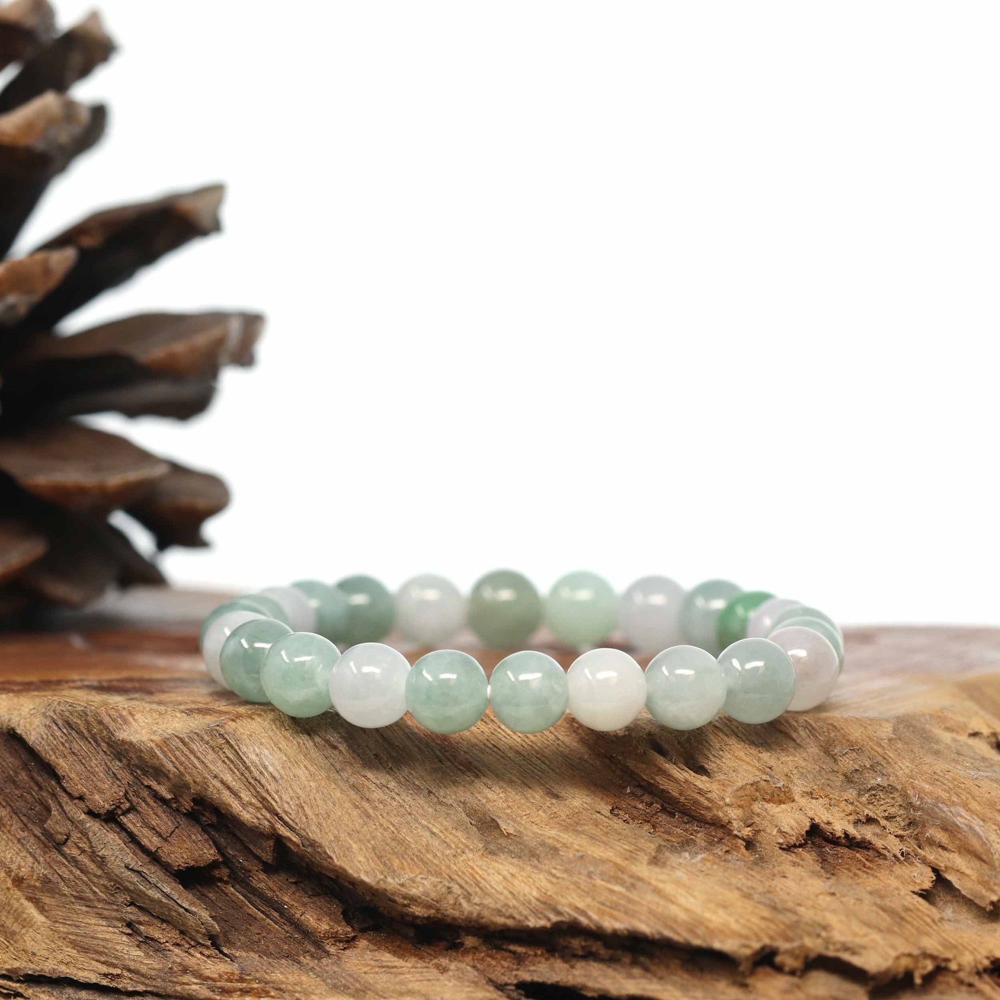 Baikalla Jewelry jade beads bracelet Genuine Jadeite Jade Round Multiple Colors Beads Bracelet (7.5mm)