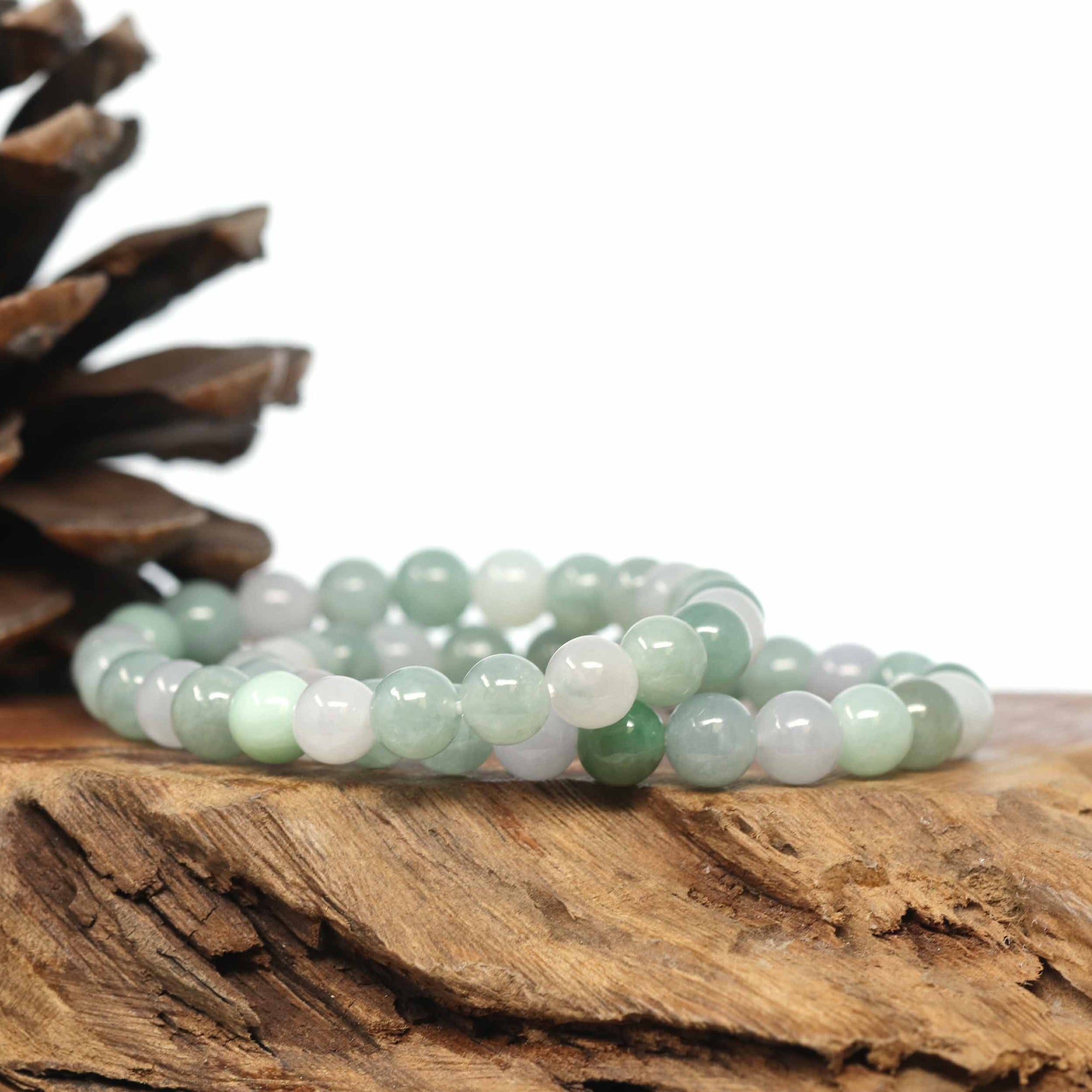 Baikalla Jewelry jade beads bracelet Genuine Jadeite Jade Round Multiple Colors Beads Bracelet (7.5mm)