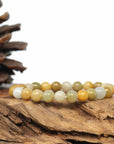 Baikalla Jewelry jade beads bracelet Genuine Jadeite Jade Round Yellow Beads Bracelet (7.5mm)