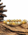 Baikalla Jewelry jade beads bracelet Genuine Jadeite Jade Round Yellow Beads Bracelet (7.5mm)