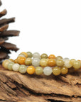 Baikalla Jewelry jade beads bracelet Genuine Jadeite Jade Round Yellow Beads Bracelet (7.5mm)