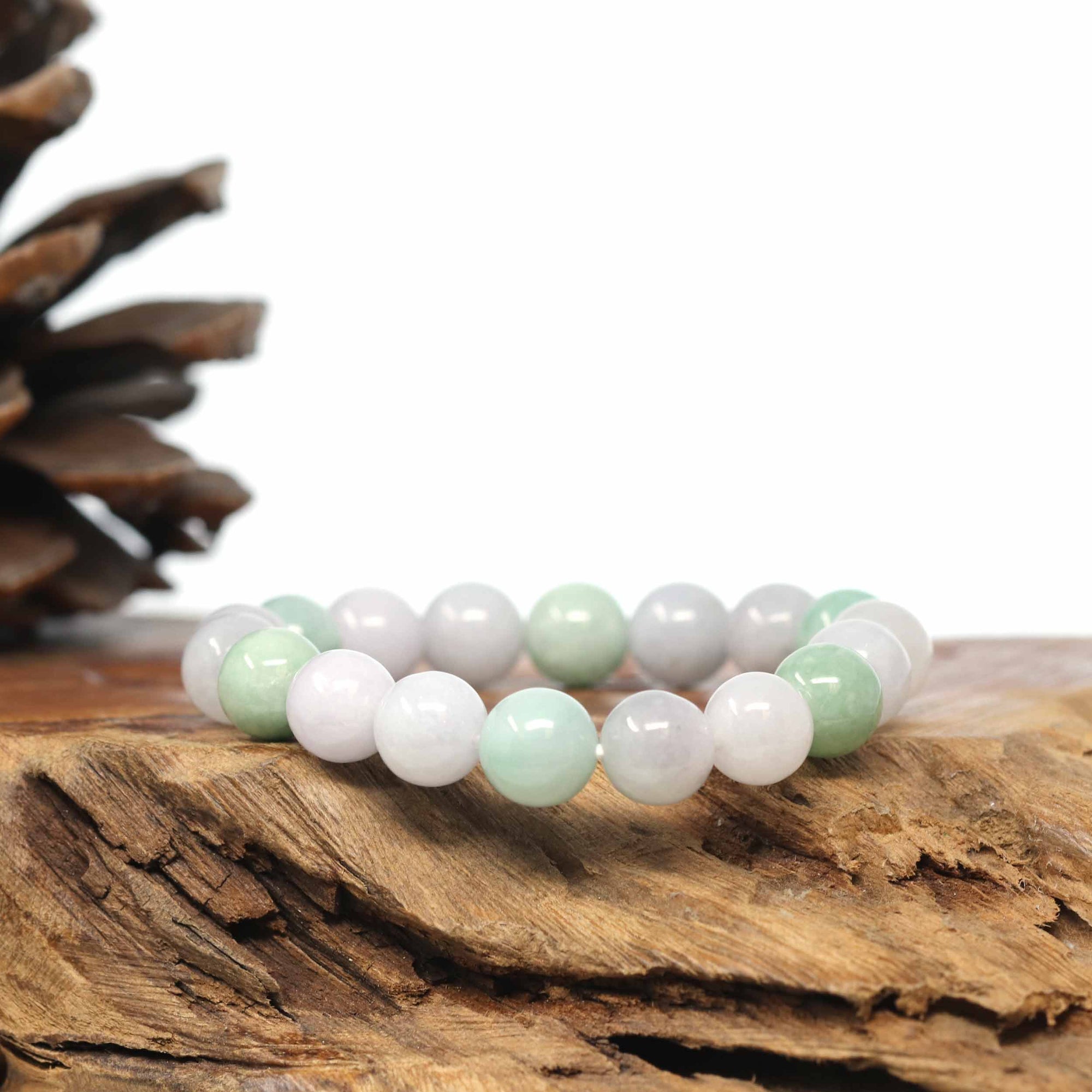 Baikalla Jewelry jade beads bracelet Genuine Jadeite Jade Round Multi Color Beads Bracelet (9.5mm)