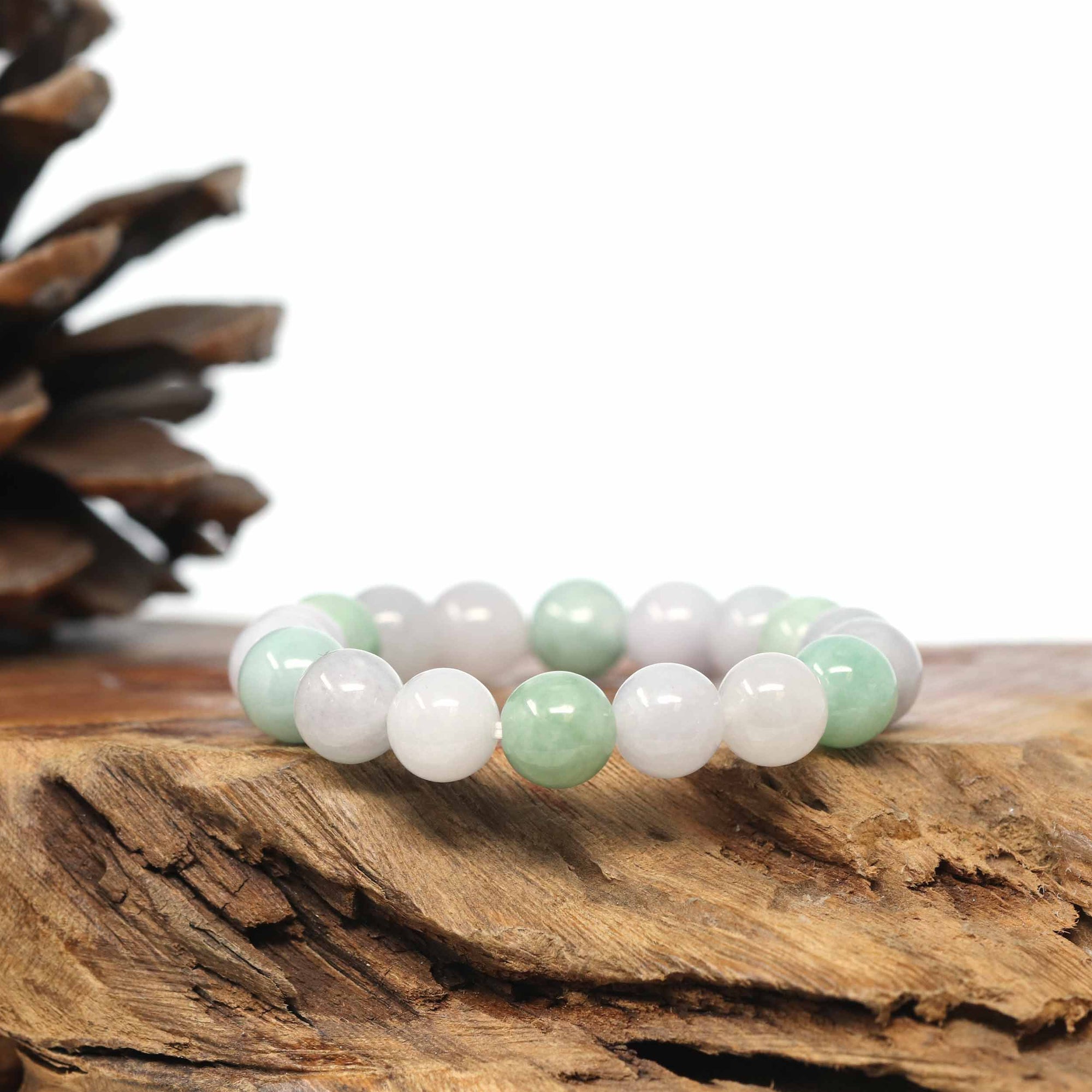 Baikalla Jewelry jade beads bracelet Genuine Jadeite Jade Round Multi Color Beads Bracelet (9.5mm)