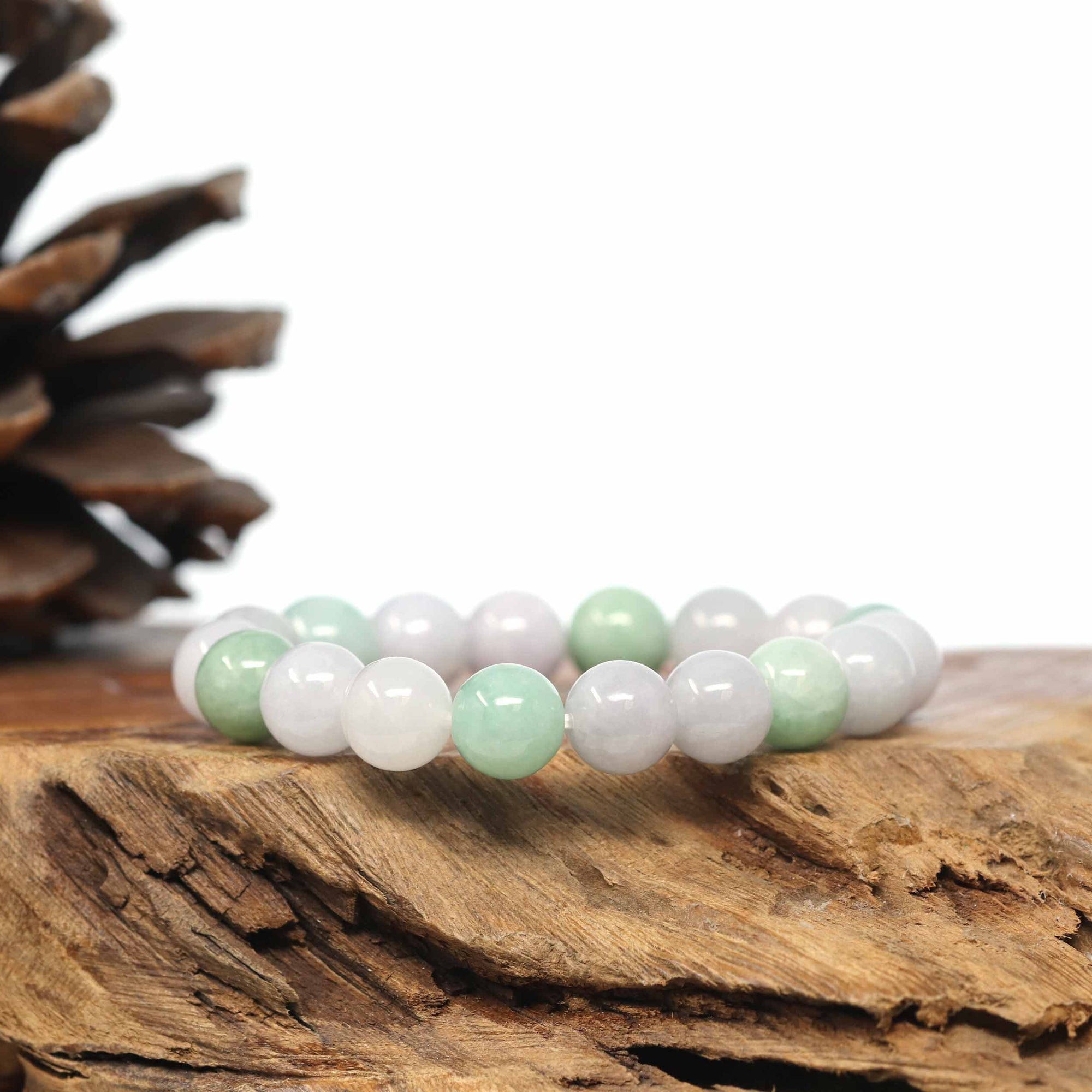 Baikalla Jewelry jade beads bracelet Genuine Jadeite Jade Round Multi Color Beads Bracelet (9.5mm)