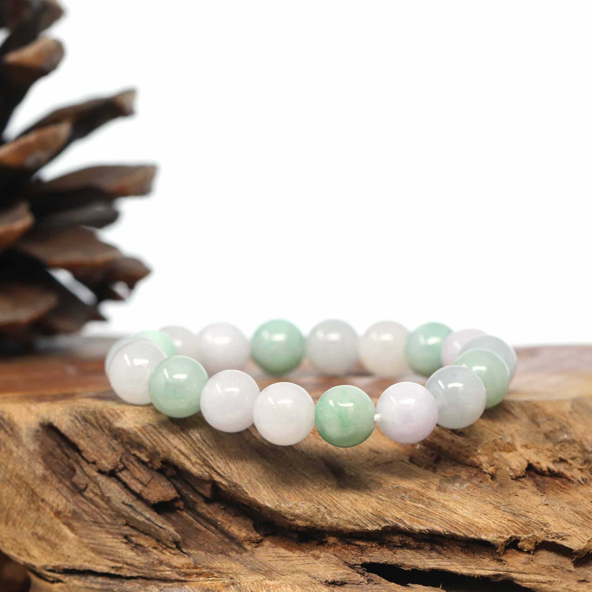 Baikalla Jewelry jade beads bracelet Genuine Jadeite Jade Round Multi Color Beads Bracelet (9.5mm)