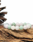 Baikalla Jewelry jade beads bracelet 6.5 inches Genuine Jadeite Jade Round Multi Color Beads Bracelet (9.5mm)