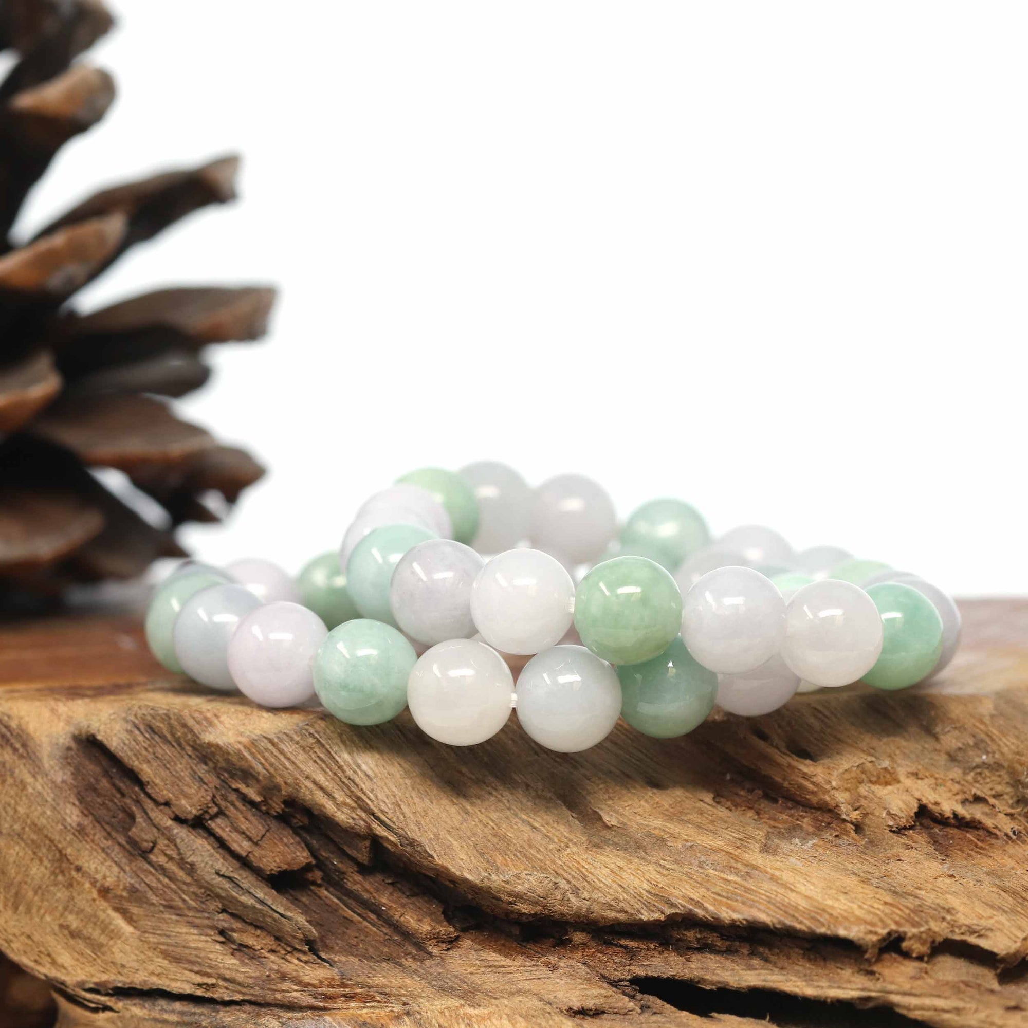 Baikalla Jewelry jade beads bracelet Genuine Jadeite Jade Round Multi Color Beads Bracelet (9.5mm)