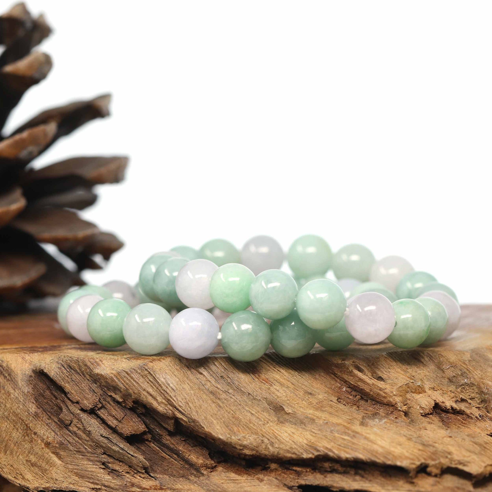 Baikalla Jewelry jade beads bracelet Genuine Jadeite Jade Round Green Beads Bracelet (9.5mm)