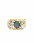 Baikalla Jewelry Jade Ring Baikalla Antique Natural Opal Sterling Silver Gold Plated Two Tone Ring