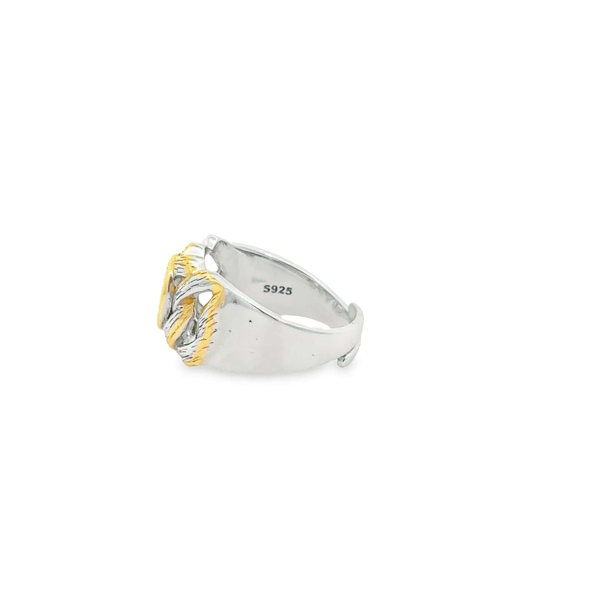 Baikalla Jewelry Jade Ring Baikalla Antique Natural Opal Sterling Silver Gold Plated Two Tone Ring