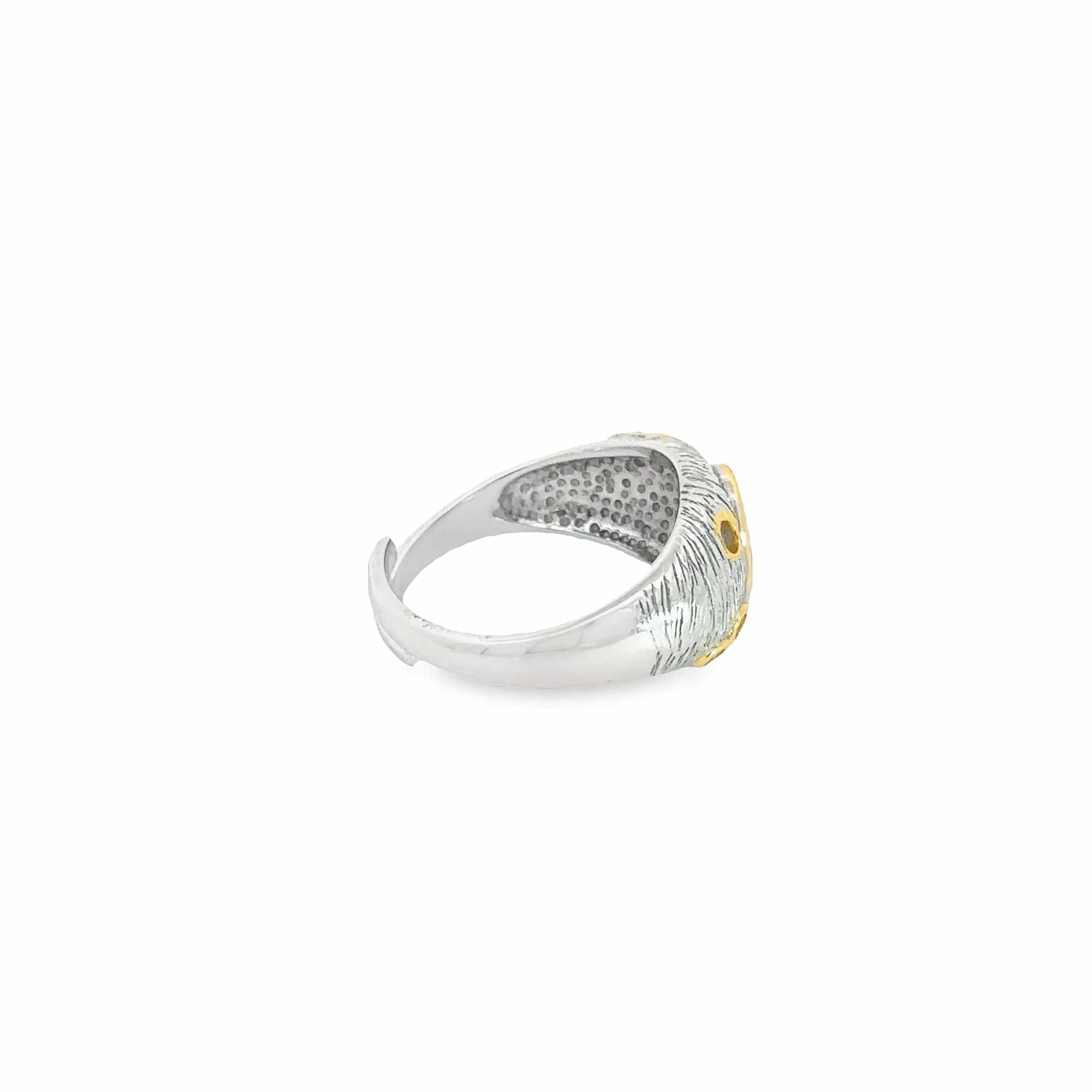 Baikalla Jewelry Jade Ring Baikalla Antique Natural Opal Sterling Silver Gold Plated Two Tone Ring