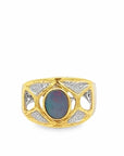 Baikalla Jewelry Jade Ring Baikalla Antique Natural Opal Sterling Silver Gold Plated Two Tone Ring