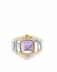 Baikalla Jewelry Gemstone Ring Baikalla Sterling Silver Gold Plated Two Tone Adjustable Amethyst Ring