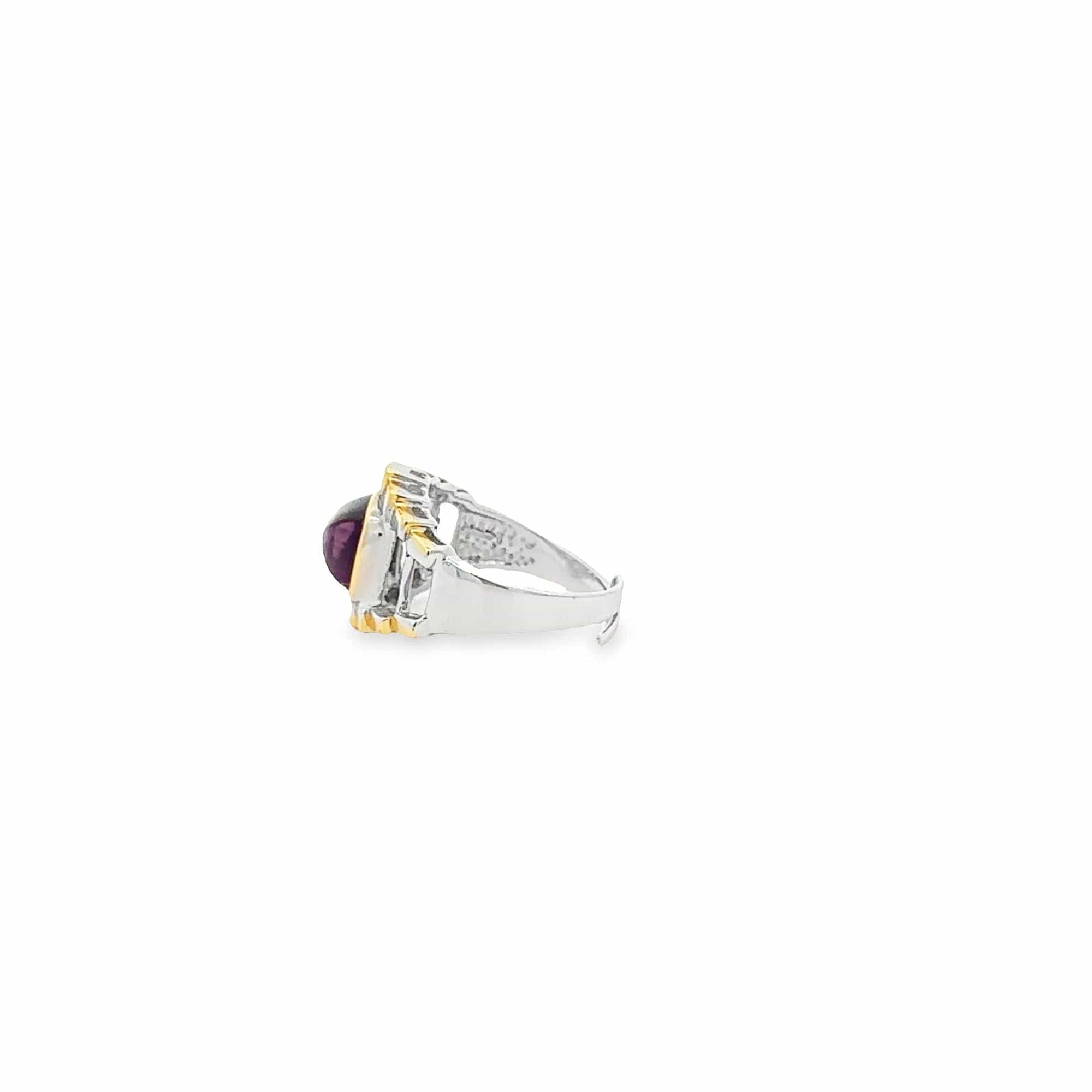 Baikalla Jewelry Gemstone Ring Baikalla Sterling Silver Gold Plated Two Tone Adjustable Amethyst Ring