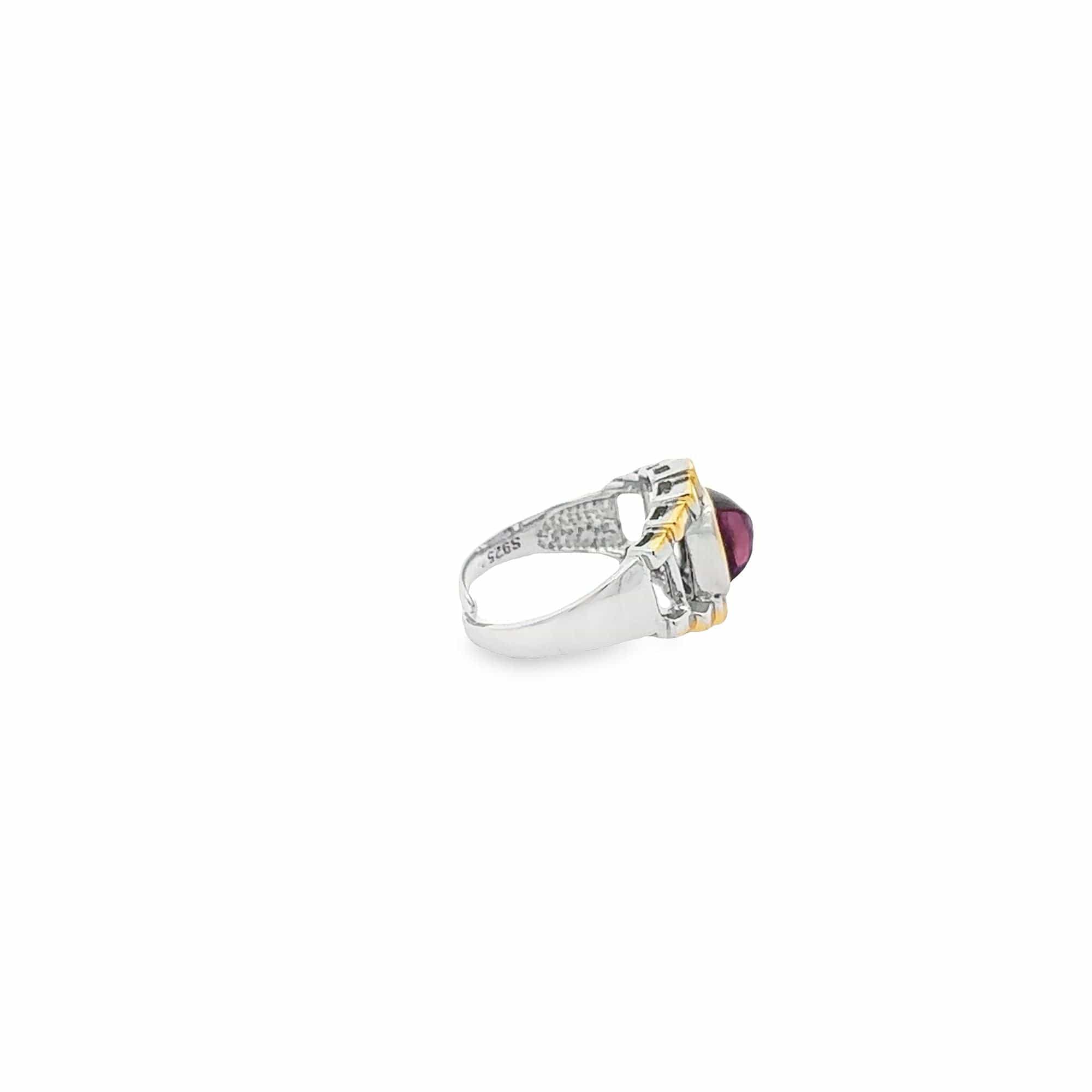 Baikalla Jewelry Gemstone Ring Baikalla Sterling Silver Gold Plated Two Tone Adjustable Amethyst Ring