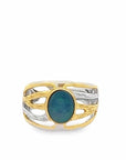 Baikalla Jewelry Jade Ring Baikalla Antique Natural Opal Sterling Silver Gold Plated Two Tone Ring