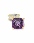 Baikalla Jewelry Gemstone Ring Baikalla Sterling Silver Gold Plated Two Tone Adjustable Amethyst Ring