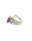 Baikalla Jewelry Gemstone Ring Baikalla Sterling Silver Gold Plated Two Tone Adjustable Amethyst Ring